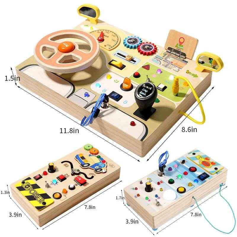 🌳Ultimate Montessori Busy Board – Light-Up Steering Wheel Fun for Curious Little Explorers! - ThiGui