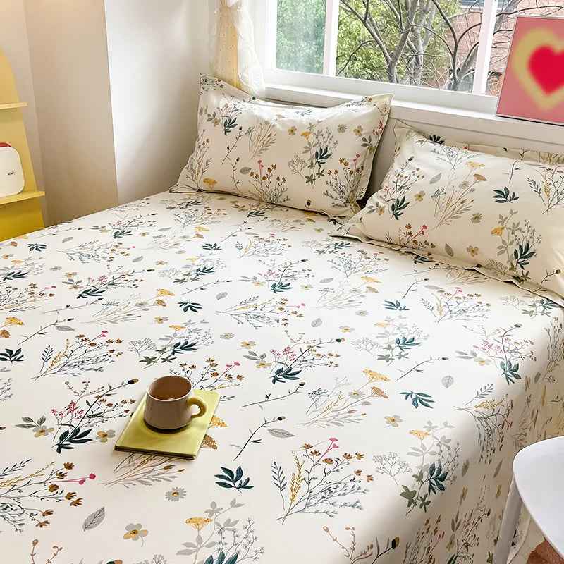 🛏️Fresh Flowers, Sweet Dreams – Soft Cotton Bed Sheet for Kids 🌸 - ThiGui