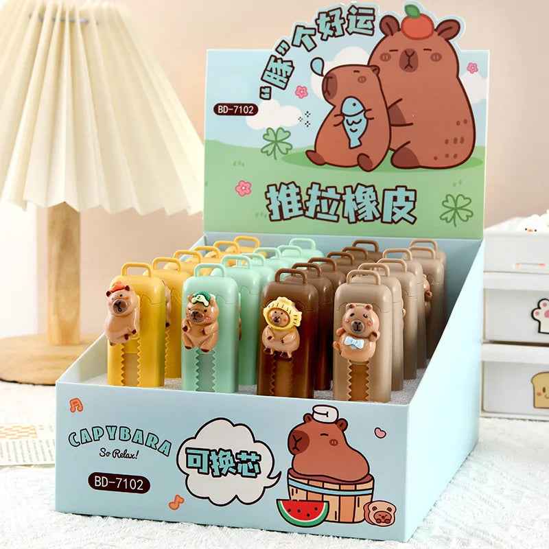 🐹 Kawaii Capybara Push-Pull Eraser – A Pencil Case Favourite with Big Personality! - ThiGui