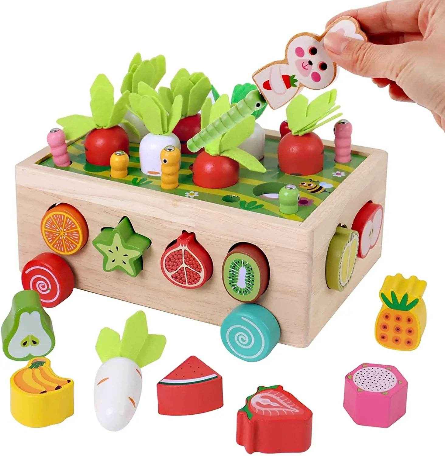 🌳Little Hands Harvest – Wooden Carrot Game for Smart Sorting & Sensory Fun - ThiGui