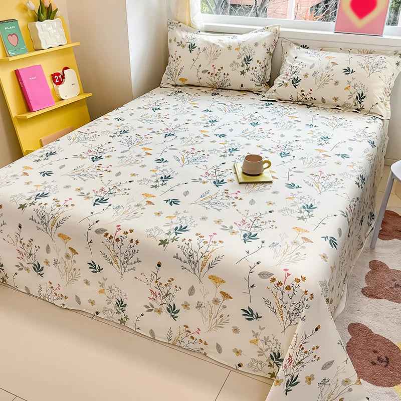 🛏️Fresh Flowers, Sweet Dreams – Soft Cotton Bed Sheet for Kids 🌸 - ThiGui