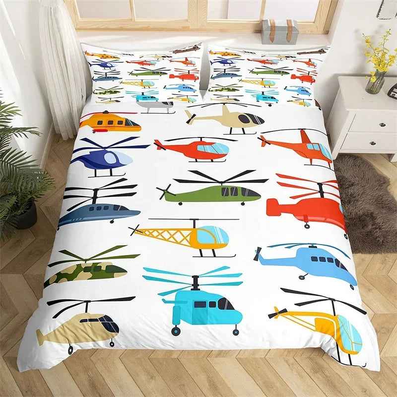 ✈️ Soaring into Sweet Dreams – Cartoon Airplane Bedding Set for Boys - ThiGui
