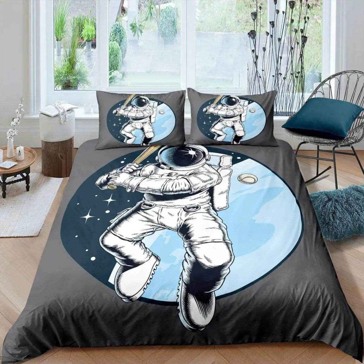 🛸Galaxy Dreams Await! Astronaut Bedding Set for Young Space Adventurers - ThiGui