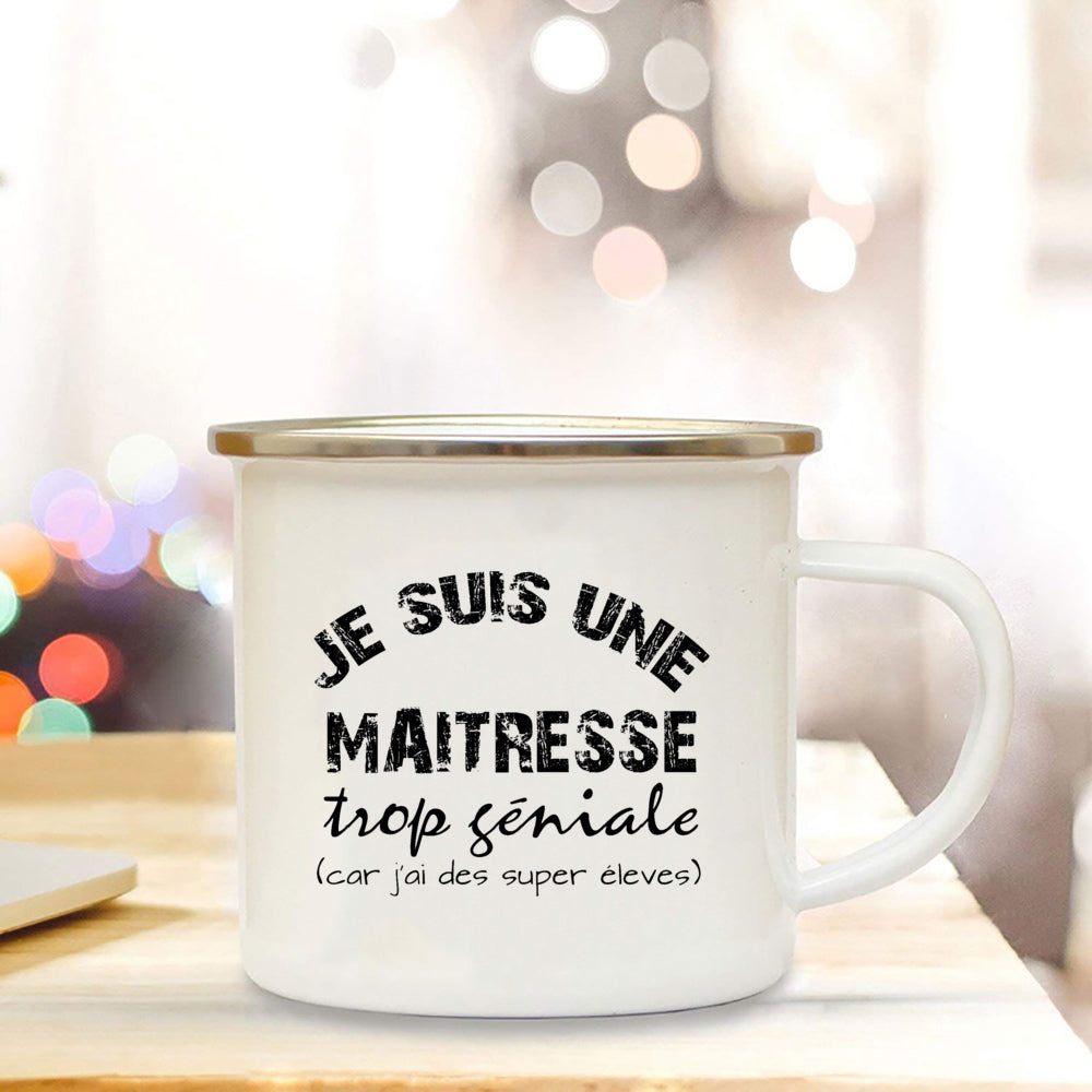 🍎 Super Teacher Enamel Mug – The Perfect Thank You Gift for a Lovely Mistress! 💐 - ThiGui
