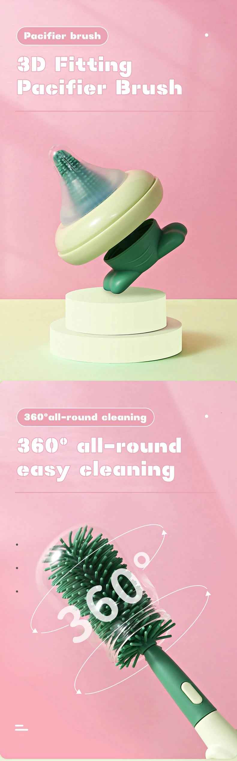 🍼 No-Nook-Uncleaned! The Ultimate Soft Silicone Baby Bottle & Pacifier Brush Set 💦 - ThiGui