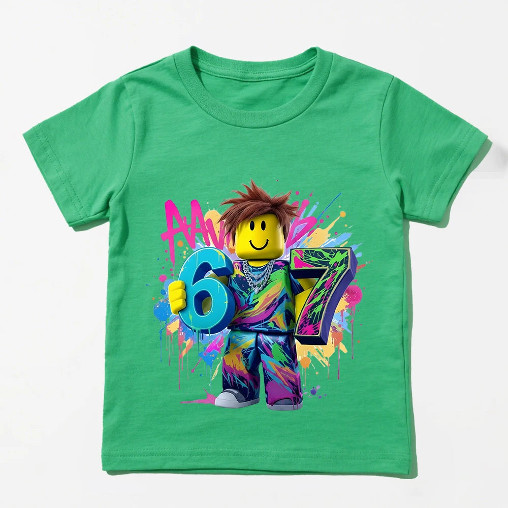 Roblox 67 Digital Print Kids Tee 🎮✨ Cool Cotton Graphic T-Shirt - ThiGui
