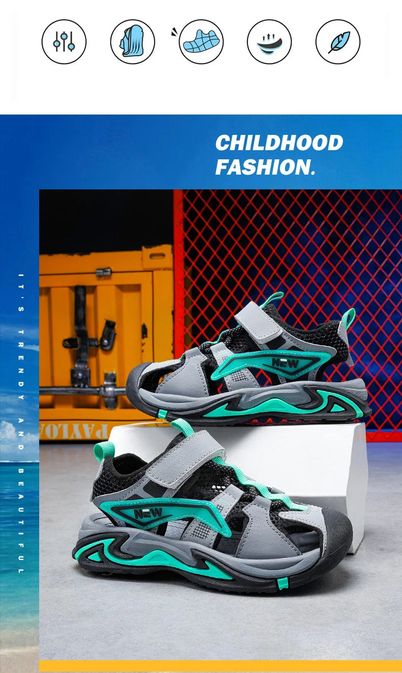 1.1 👟🌊 All-Terrain Adventure Sandals for Boys – Beach to Playground Ready! 🏖️🚀 - ThiGui
