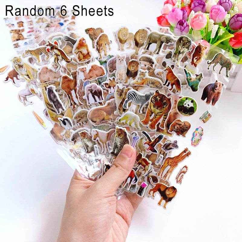 🧸6 Sheets of Puffy Animal Stickers for Boys Who Love Rewards and Wild Creatures - ThiGui