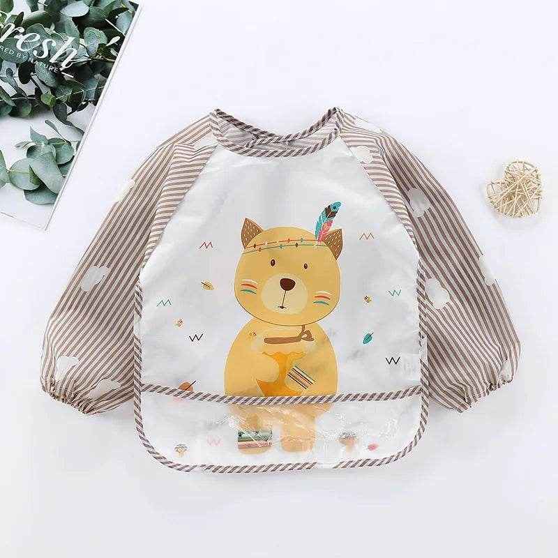 🍼Mess-Free Mealtimes with This Adorable Waterproof Long Sleeve Bib! - ThiGui