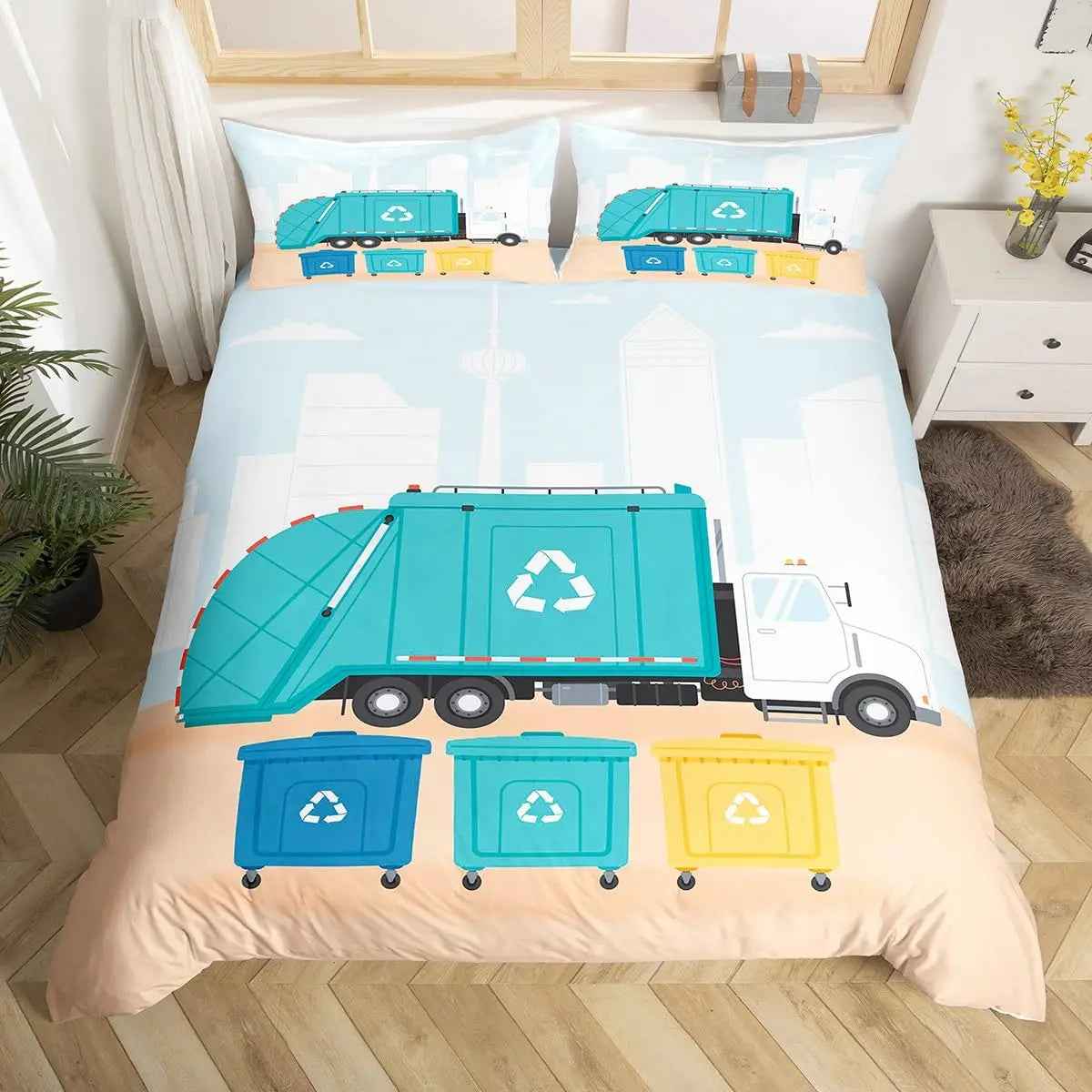 🚗Vroom into Dreamland! Colourful Car Duvet Set for Little Drivers 💤 - ThiGui