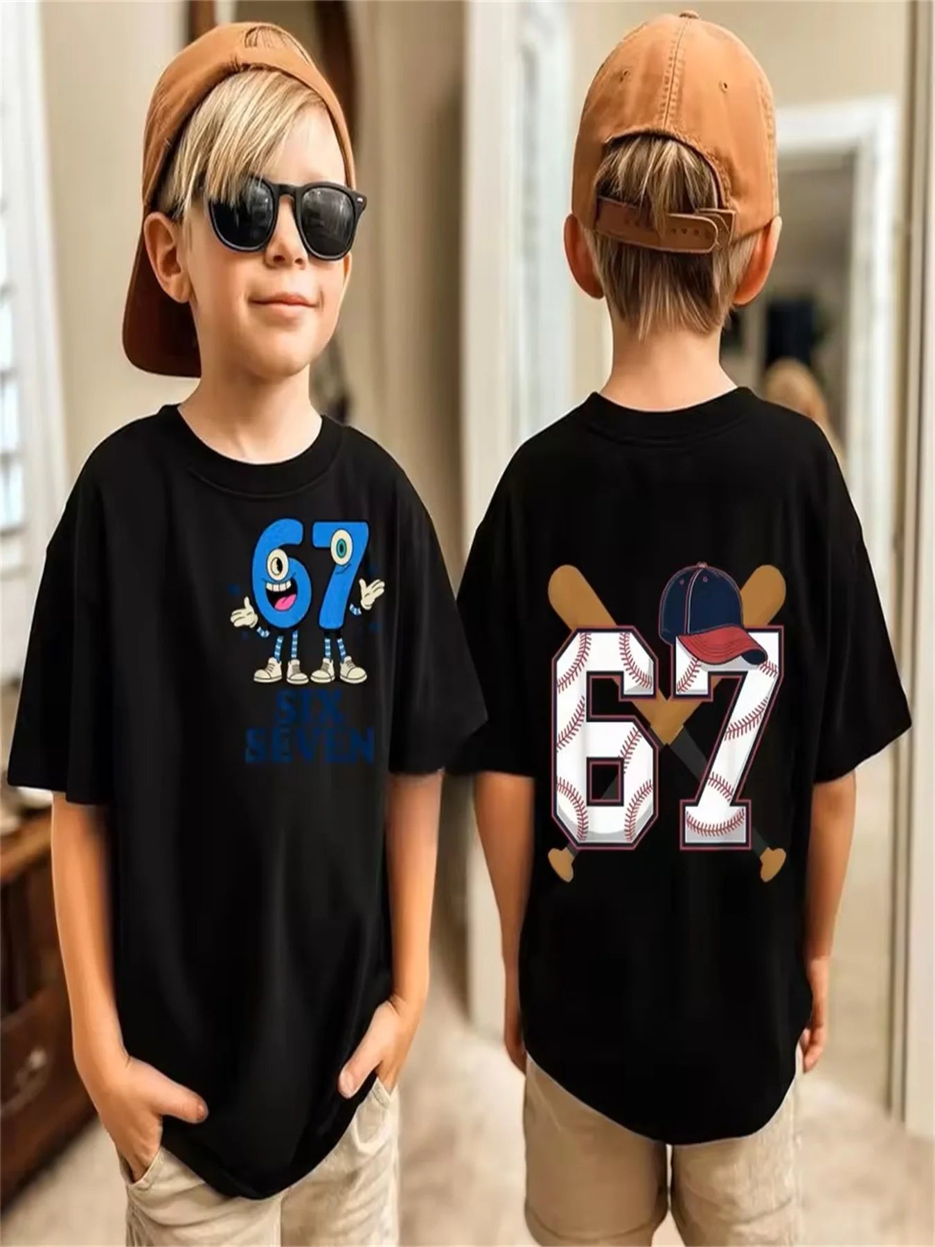 67 Meme Kids Tee 😎🔥 Loose Fit Summer Streetwear Fun - ThiGui