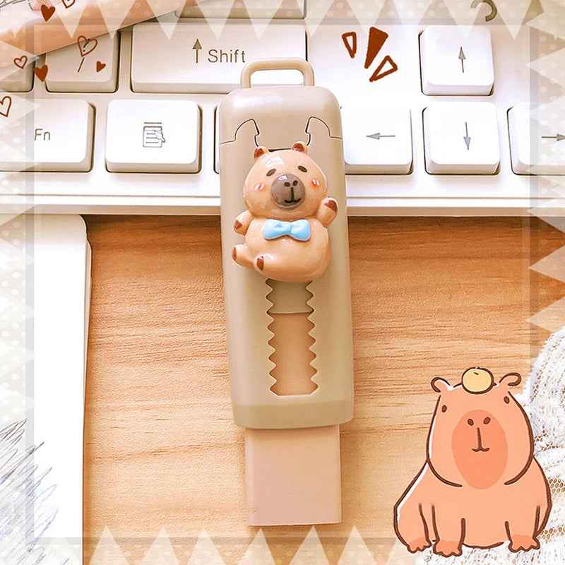 🐹 Kawaii Capybara Push-Pull Eraser – A Pencil Case Favourite with Big Personality! - ThiGui
