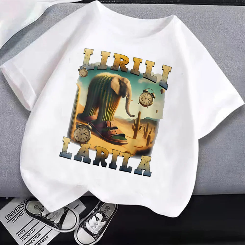 Italian Brainrot T-Shirt Kids Cartoon Anime Print Clothes Round Neck Basic Italian Brainrot Kids Cartoon Tee 🎨😎 Fun Anime Style Boys T-Shirt Tops Absorbent Casual Shirts Gift - ThiGui