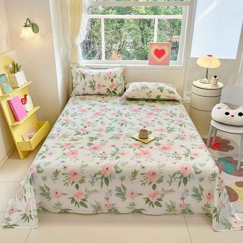 🛏️Fresh Flowers, Sweet Dreams – Soft Cotton Bed Sheet for Kids 🌸 - ThiGui