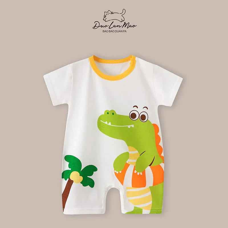 🍼 Baby’s First Summer Style – Soft Cartoon Rompers for Boys & Girls! - ThiGui