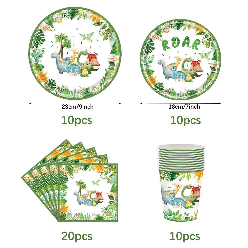 🦕 Dino-Roar Party Set – Fun Disposable Tableware for a Jurassic Birthday Bash 🎂🎈 - ThiGui