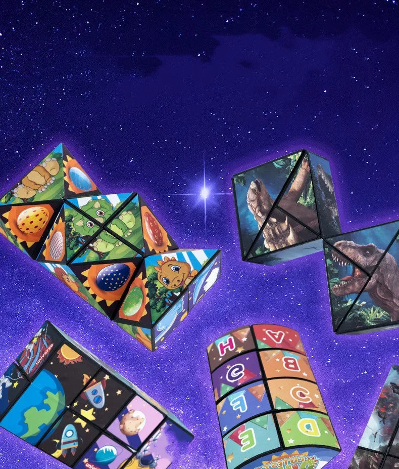 🧠 Smart Fun! Geometric Puzzle Cube Toy 🔄 | Shape-Shifting Fidget Game for Kids & Grown-Ups - ThiGui