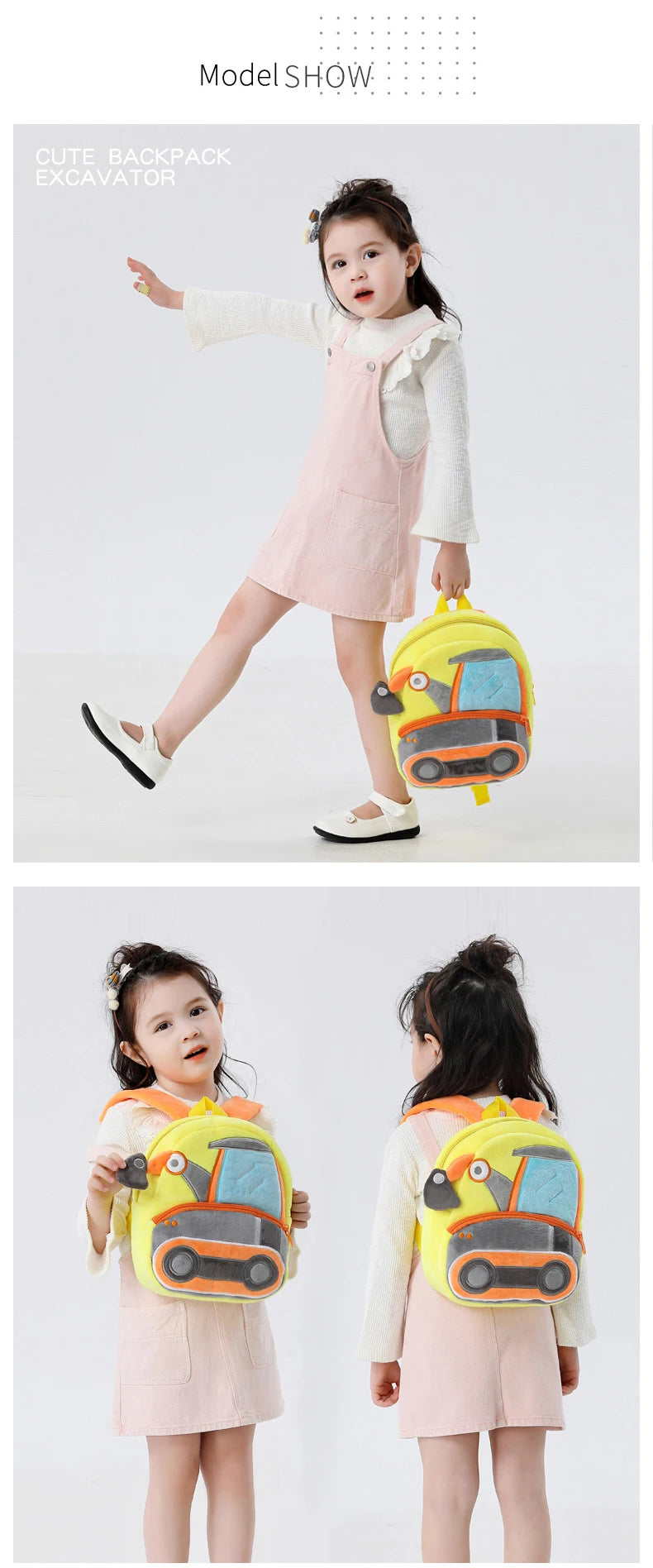 🚧👷‍♂️ Excavator Plush Backpack – Soft & Fun Schoolbag for Tiny Construction Fans! 🎒💛 - ThiGui