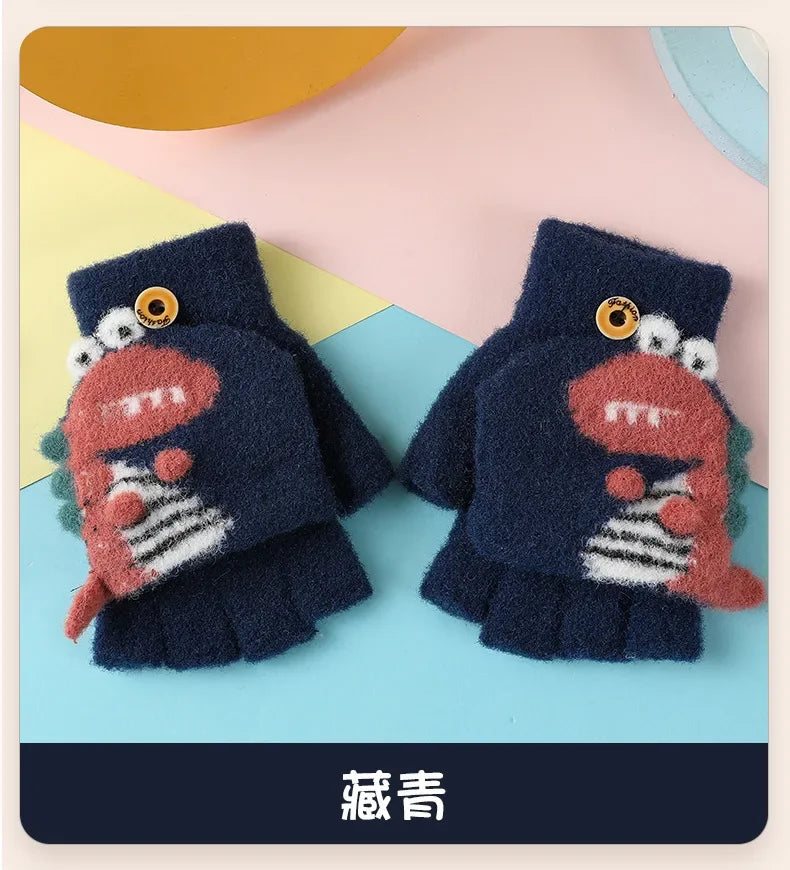 🦕 Dino Flip Gloves – Warm, Fun & Finger-Free for Little Writers! ❄️✋ - ThiGui