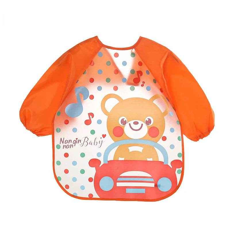 🍼 Mess-Free Mealtime Magic: Long Sleeve Waterproof Baby Bib with Adorable Cartoon Prints - ThiGui