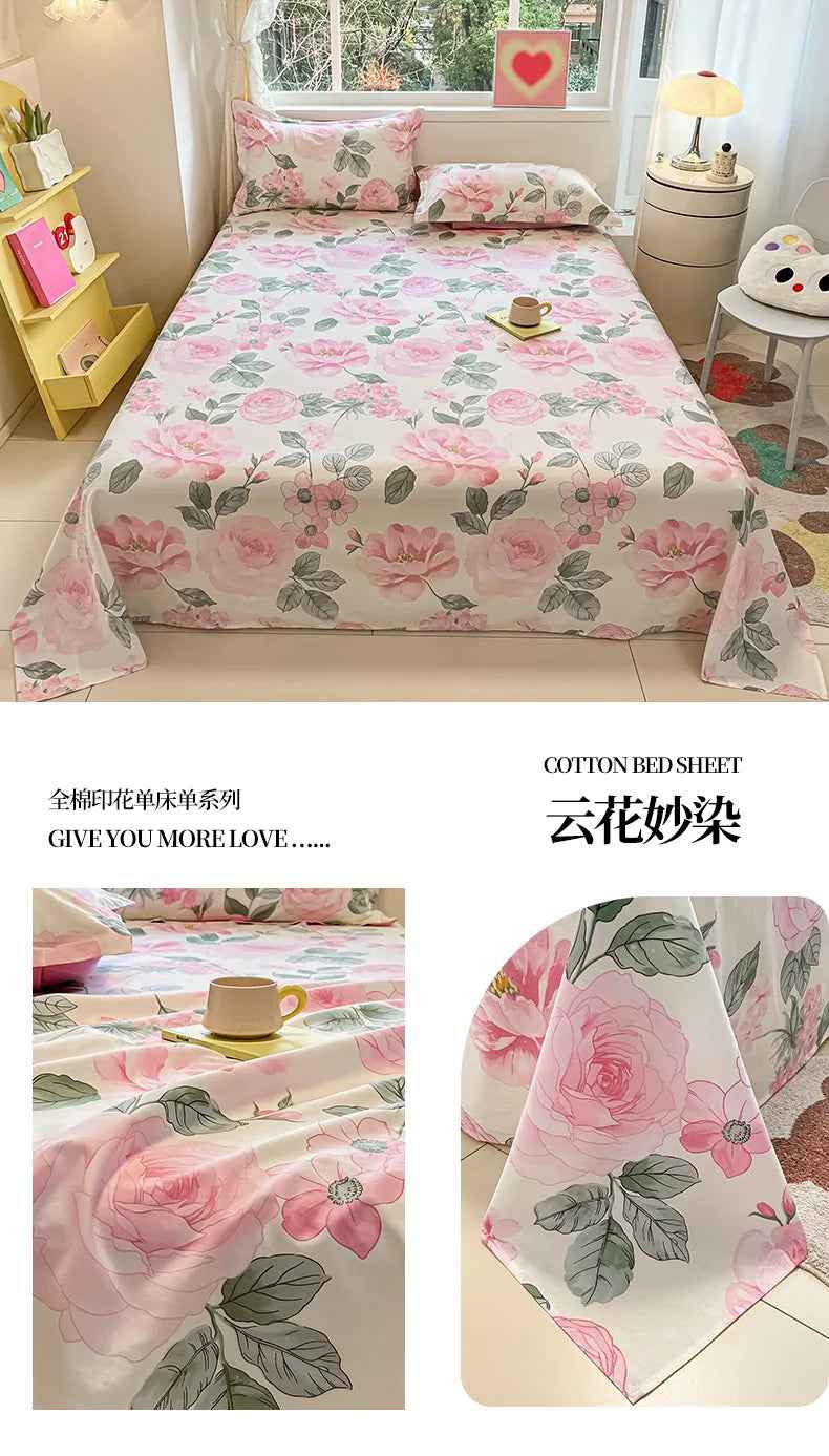 🛏️Fresh Flowers, Sweet Dreams – Soft Cotton Bed Sheet for Kids 🌸 - ThiGui