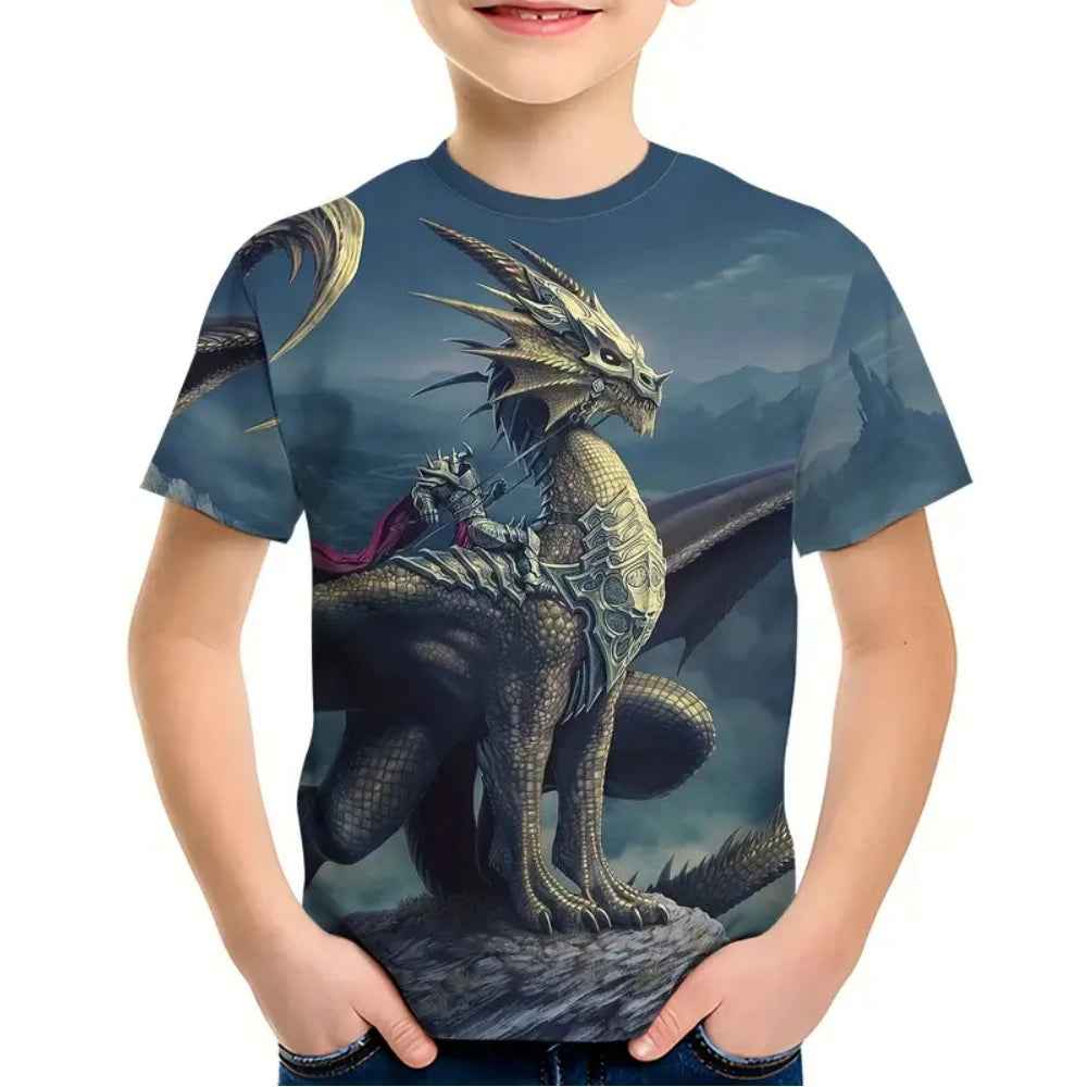 🦕 Epic Dino Adventure Tee – Roar Into Summer in Style! 3D Dinosaur Print T-Shirt for Boys – Cool, Bold, and Summer-Ready! - ThiGui