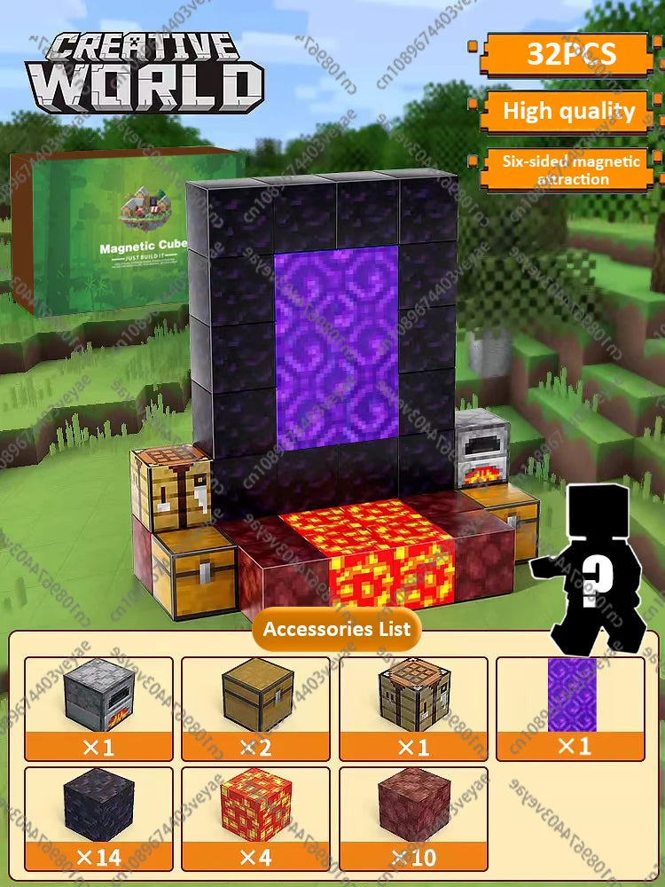 🧲 Build & Imagine! Magnetic Mine World Cube Set for Kids – Craft, Create, and Play 🎮🌍 - ThiGui