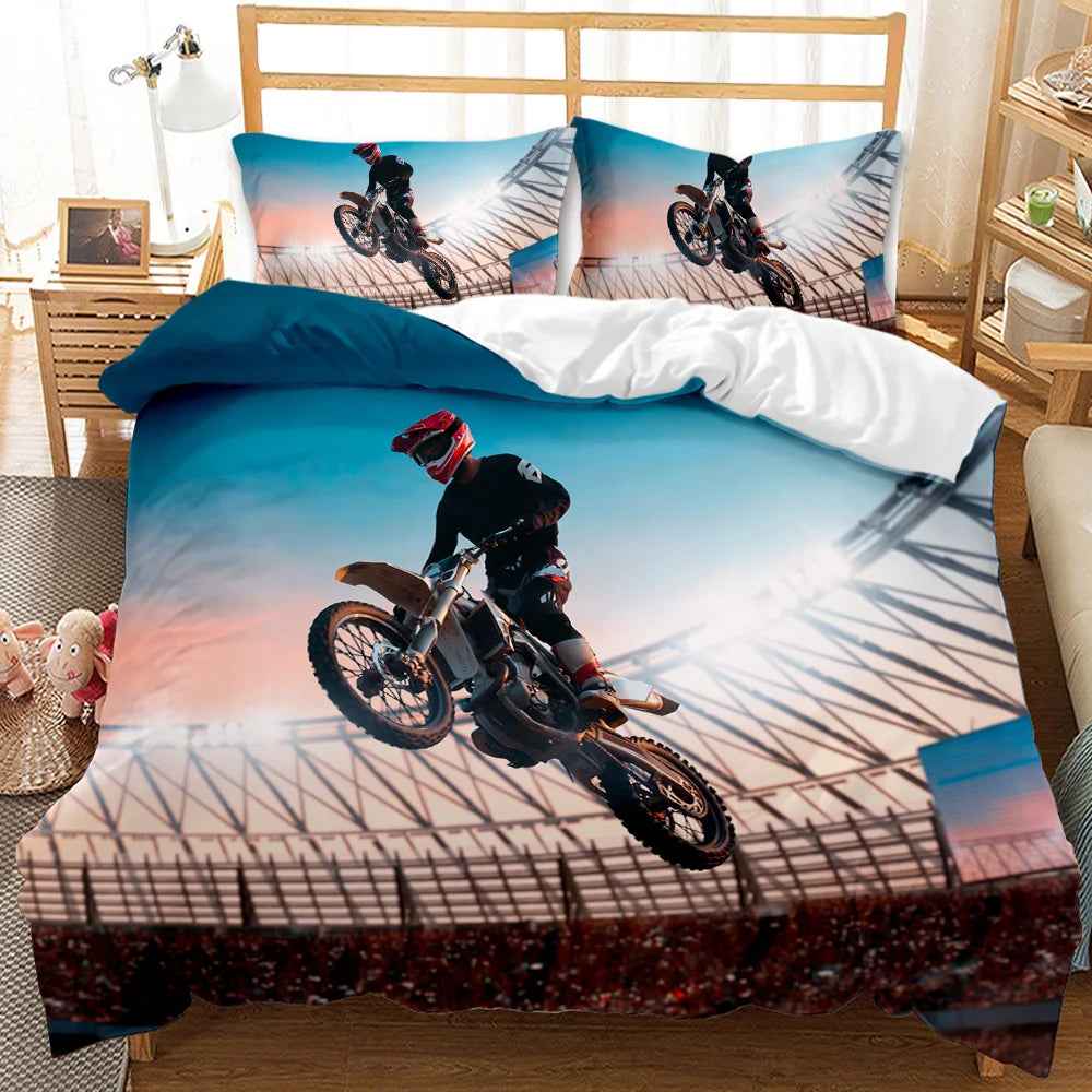 🏍️ Zoom into Dreamland – Dirt Bike Bedding for Little Adventurers - ThiGui