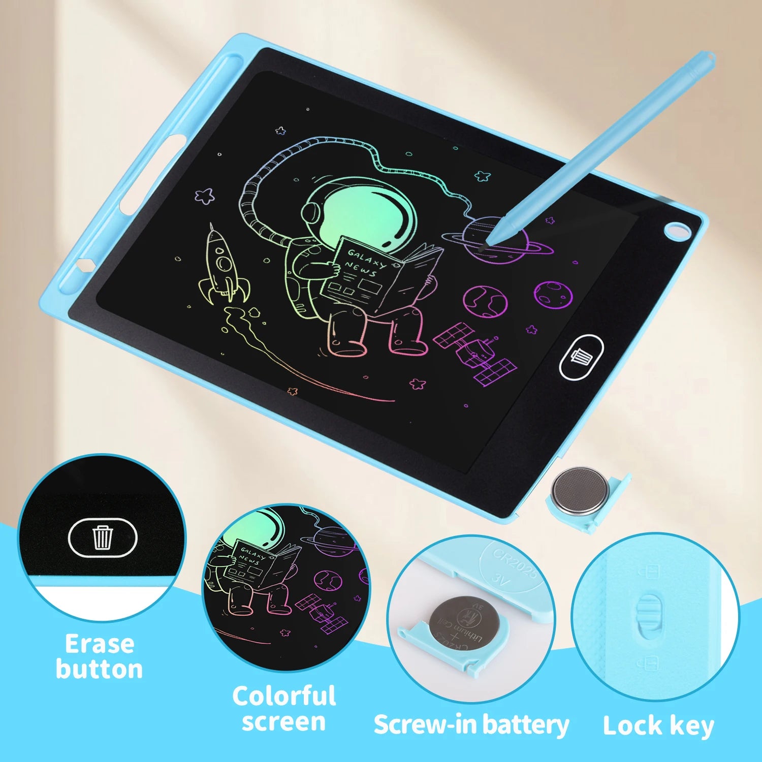 🎨Draw & Erase Magic – 12" LCD Writing Tablet for Boys' Everyday Creativity - ThiGui