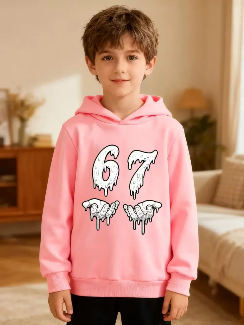 Bruh 67 Six Seven Brainrot Hoodie 😎🔥 Cool & Cosy Kids Streetwear Sweatshirt - ThiGui