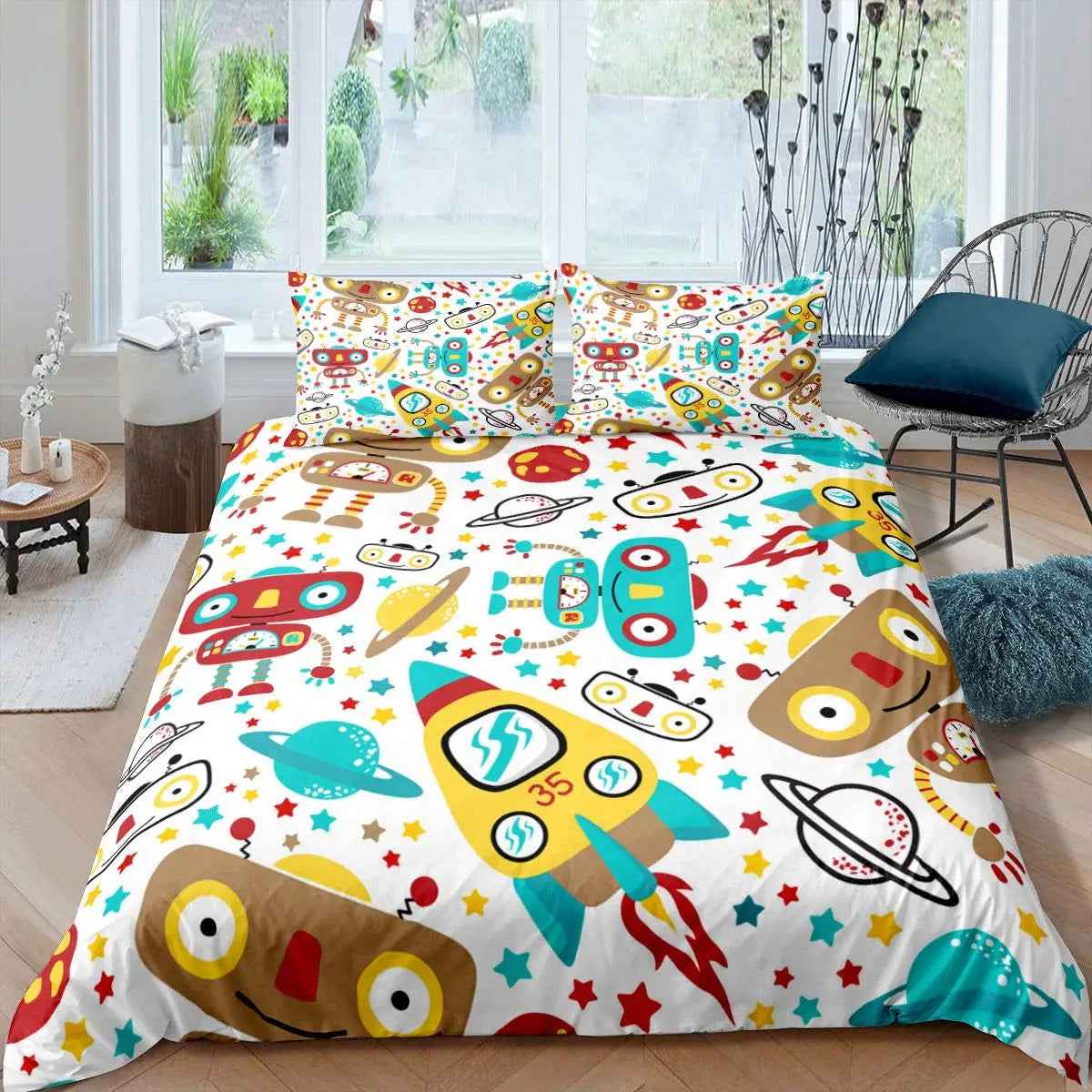 🚀Up, Up, and Asleep! Adorable Astronaut Bedding Set for Little Space Explorers - ThiGui