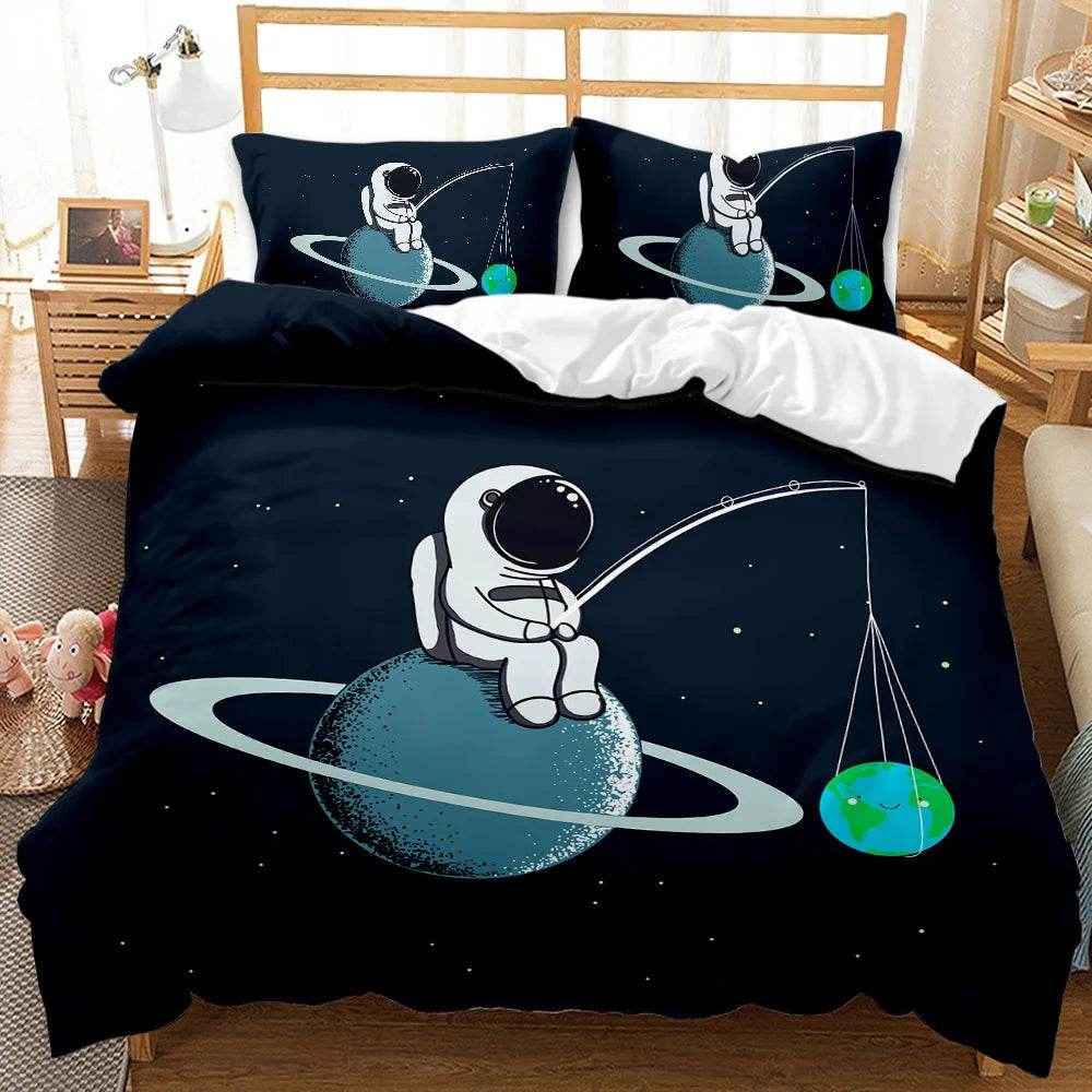 🛸Galaxy Dreams Await! Astronaut Bedding Set for Young Space Adventurers - ThiGui
