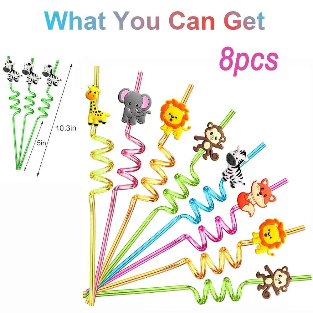 🦁 Sip & Roar – Jungle Animal Party Straws for Wild Fun at Every Sip! - ThiGui