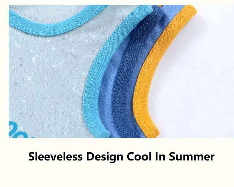 Cool & Comfy! 2-Piece Cotton Vest & Shorts Set for Active Little Boys - ThiGui