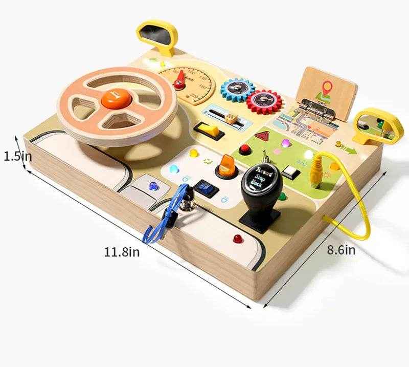 🌳Ultimate Montessori Busy Board – Light-Up Steering Wheel Fun for Curious Little Explorers! - ThiGui