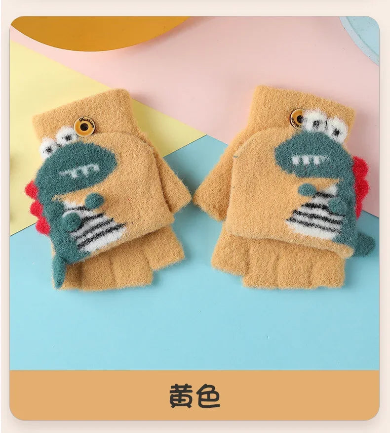 🦕 Dino Flip Gloves – Warm, Fun & Finger-Free for Little Writers! ❄️✋ - ThiGui