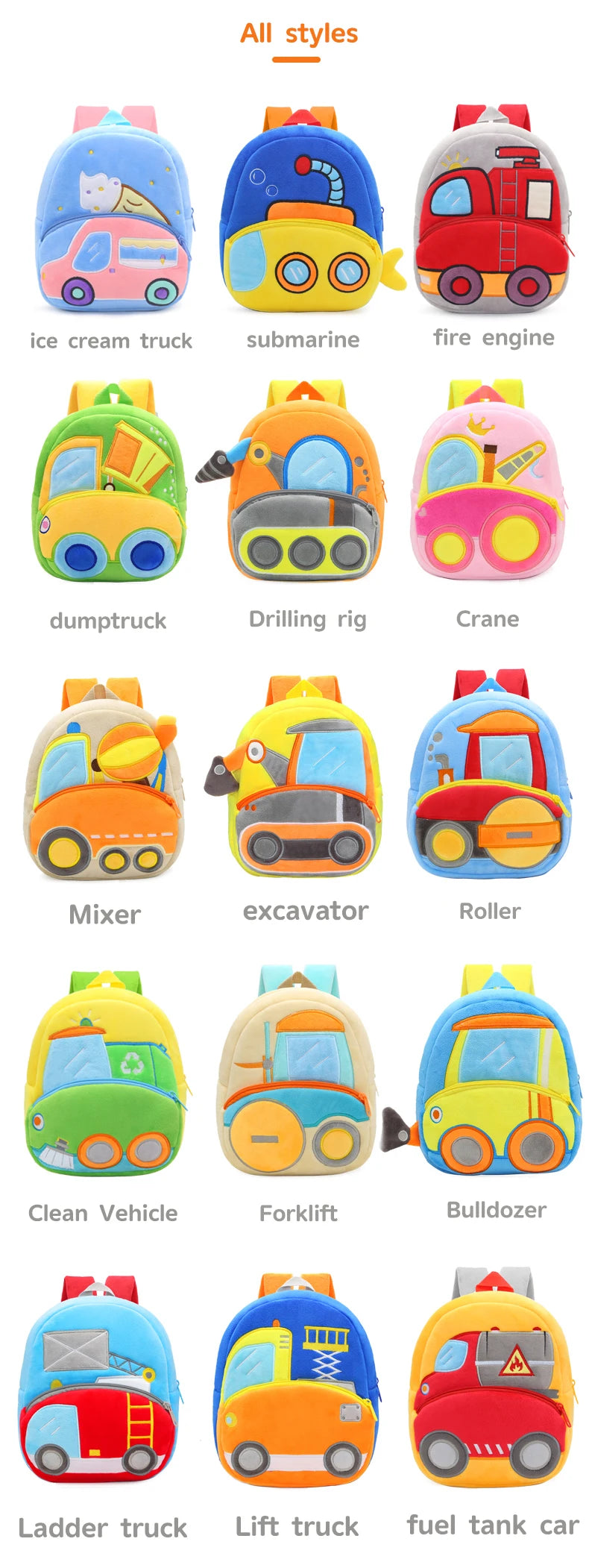 🚧👷‍♂️ Excavator Plush Backpack – Soft & Fun Schoolbag for Tiny Construction Fans! 🎒💛 - ThiGui