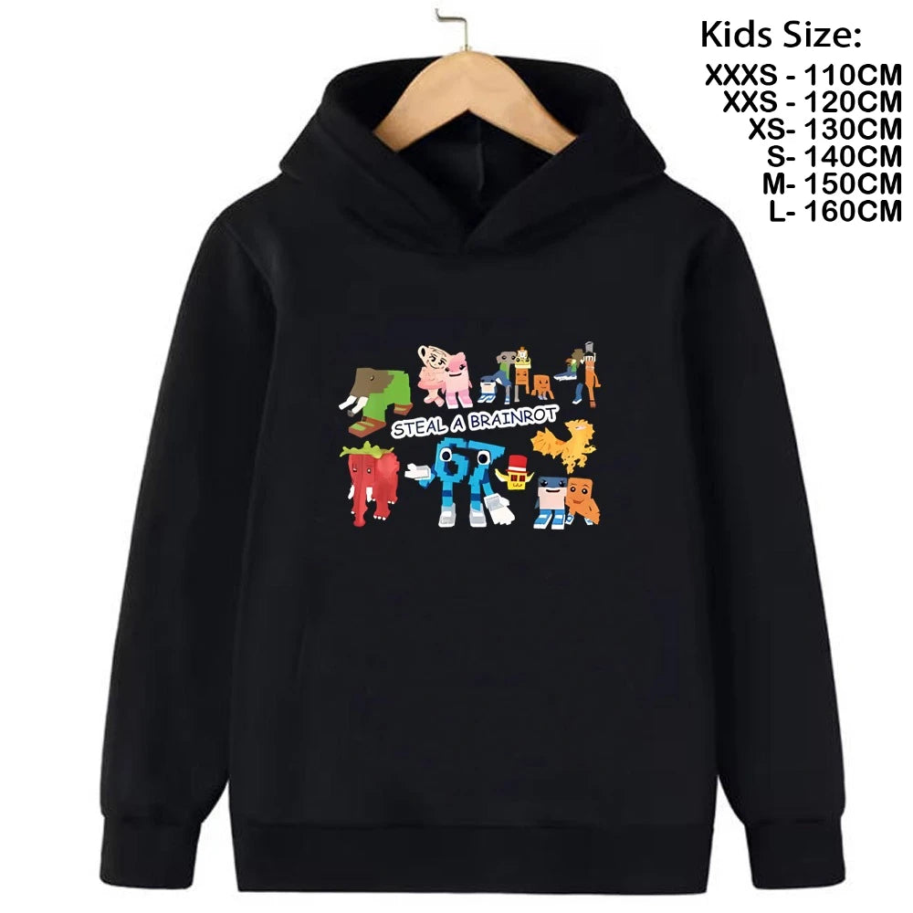 67 Six Seven Steal A BrainRot Kids Hoodie 🧥🔥 Trendy Cartoon Sweatshirt - ThiGui