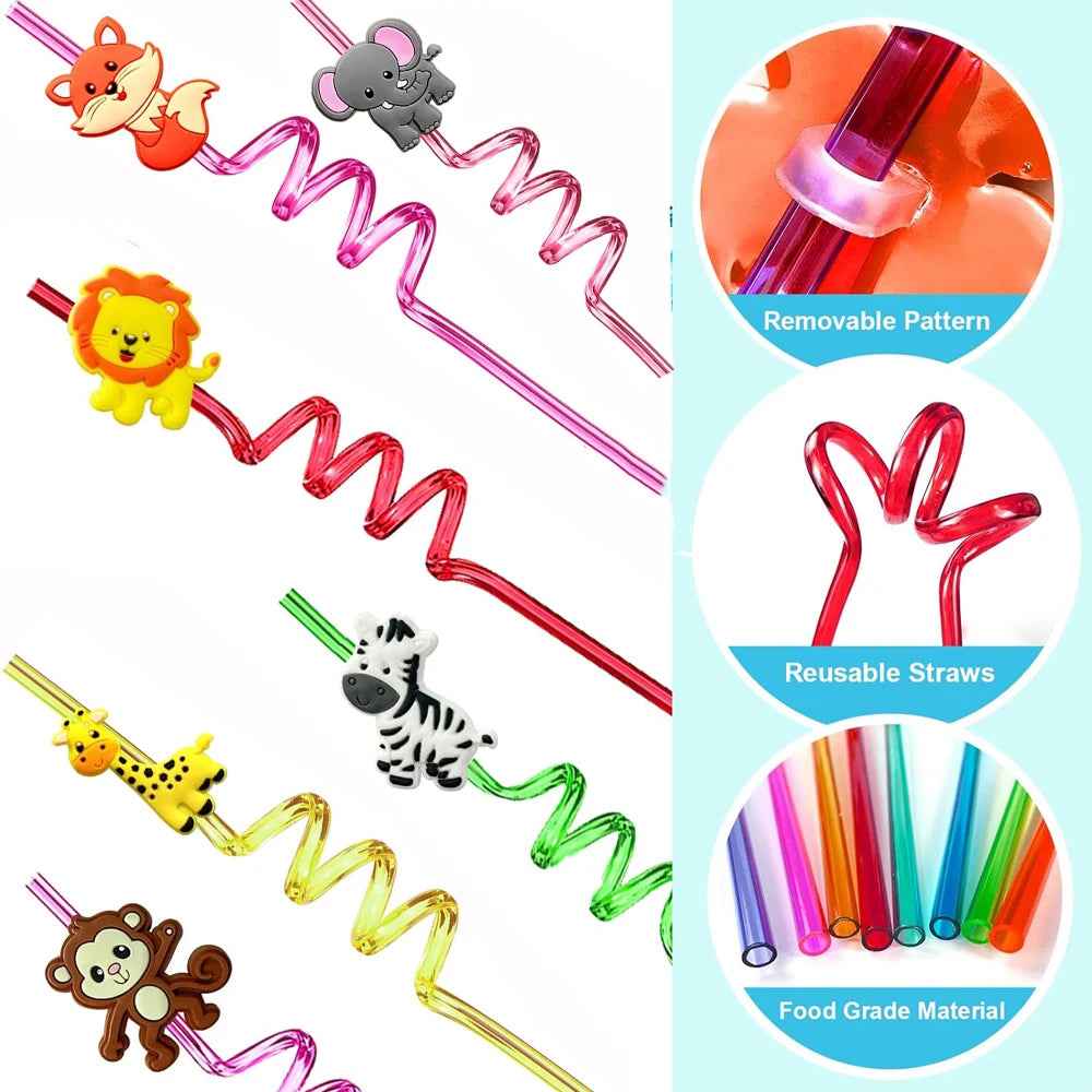 🦁 Sip & Roar – Jungle Animal Party Straws for Wild Fun at Every Sip! - ThiGui