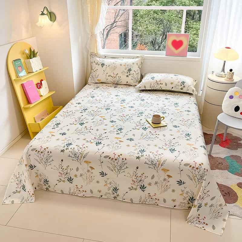 🛏️Fresh Flowers, Sweet Dreams – Soft Cotton Bed Sheet for Kids 🌸 - ThiGui