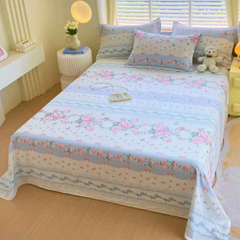🛏️Fresh Flowers, Sweet Dreams – Soft Cotton Bed Sheet for Kids 🌸 - ThiGui
