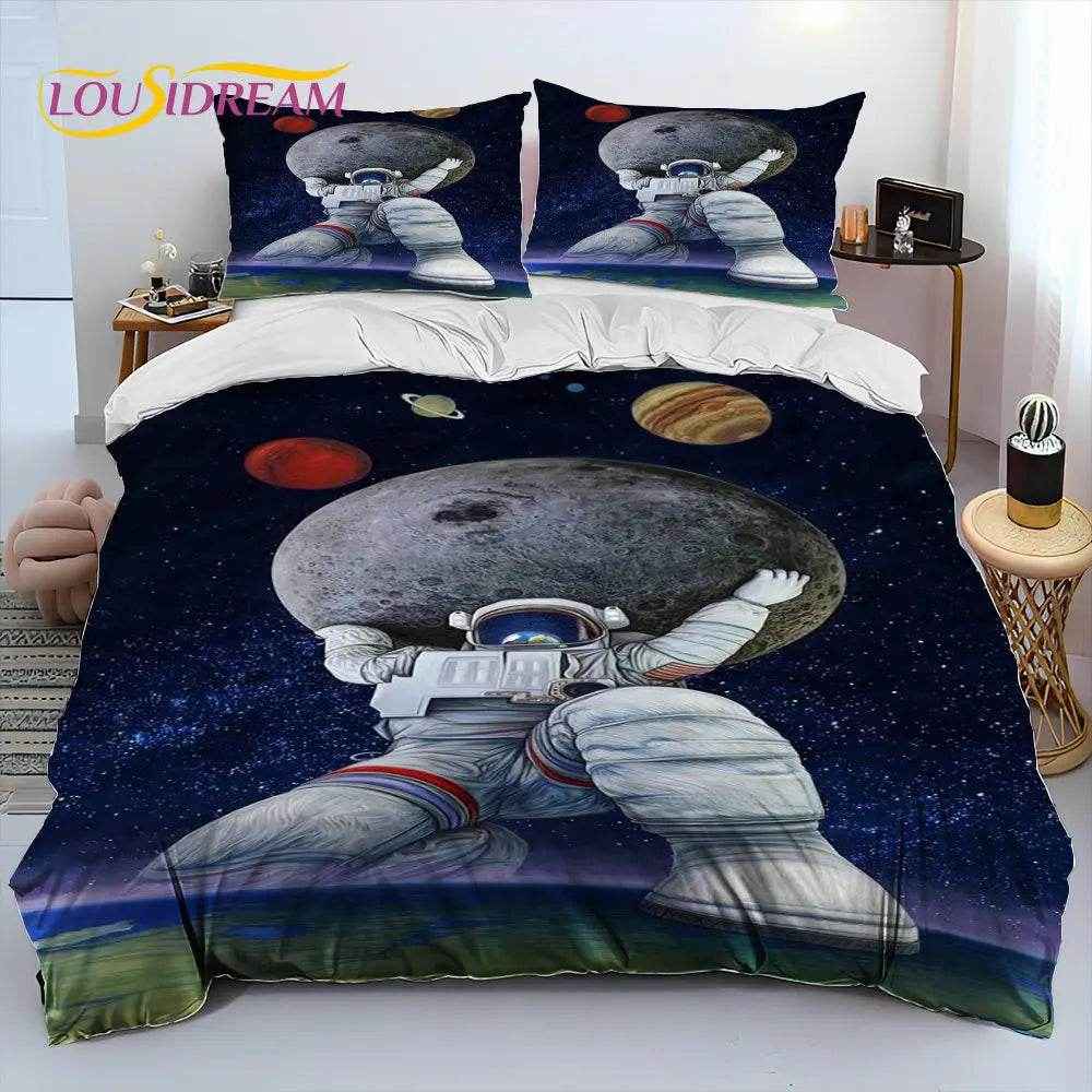 🚀Blast Off to Dreamland! Space-Themed Bedding Set for Future Astronauts - ThiGui