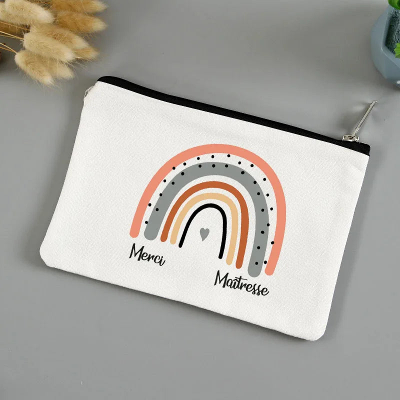 💄🖍️ Merci Maîtresse! Stylish Makeup & Pencil Pouch for Teacher Appreciation 💐🎁 - ThiGui