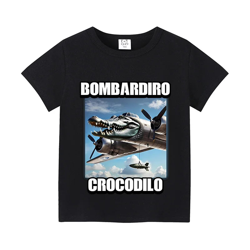 Tung Tung Shark Kids Tee 🦈😄 100% Cotton Brainrot Fun - ThiGui