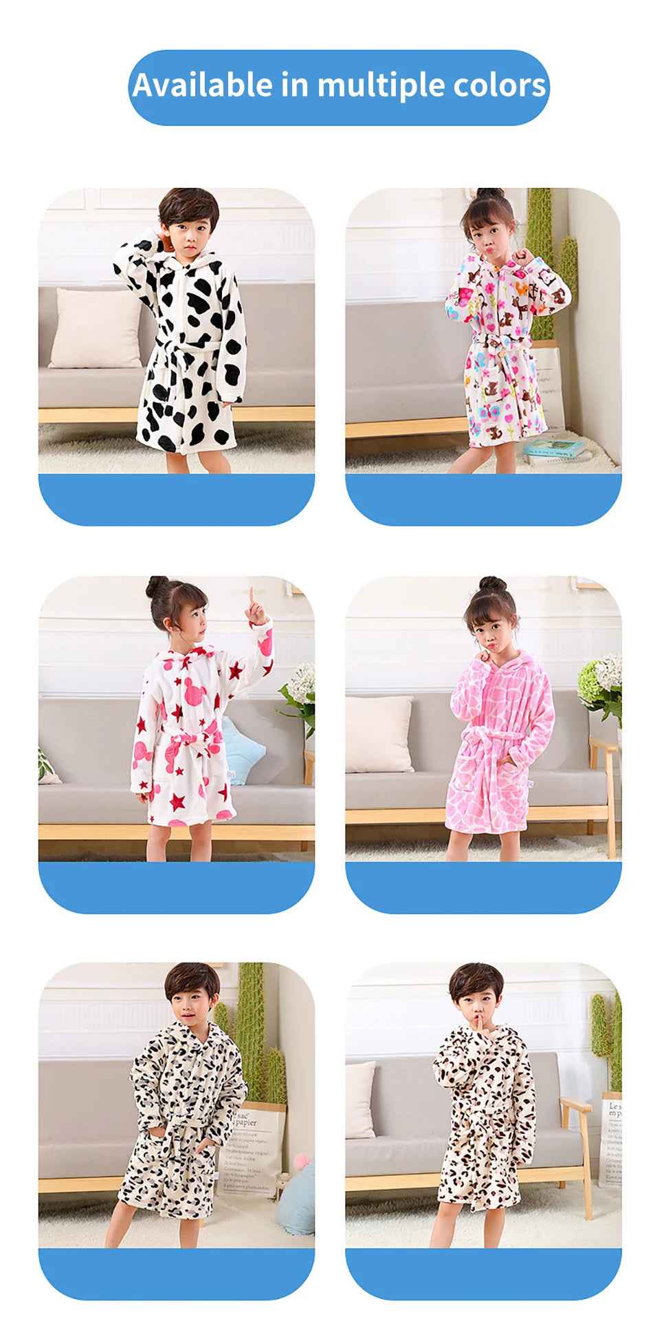 🛁 Fluffy Fun After Bath – Cartoon Hooded Flannel Robe for Boys ! 🧼💖 - ThiGui