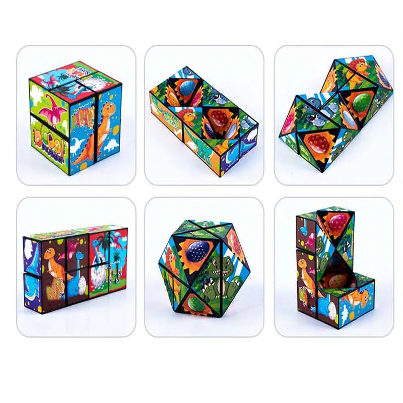 🧠 Smart Fun! Geometric Puzzle Cube Toy 🔄 | Shape-Shifting Fidget Game for Kids & Grown-Ups - ThiGui