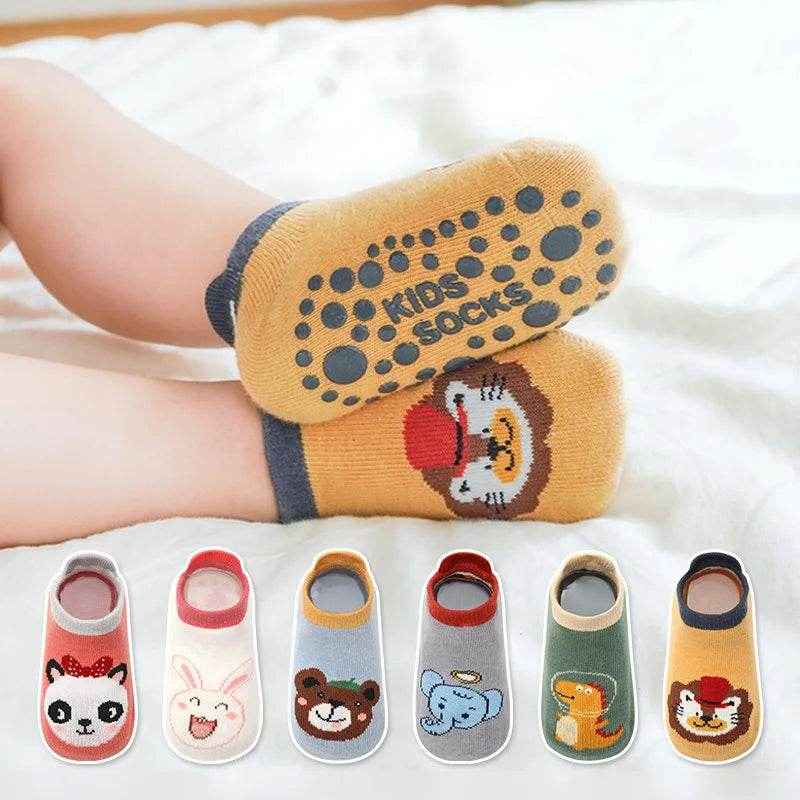 👣Adorable Animal Grip Socks – 6 Pairs of Comfy Fun for Little Feet - ThiGui