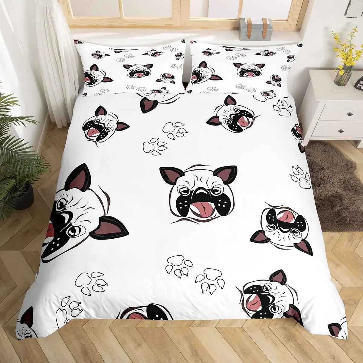 🐾Snuggle Up with a Frenchie! Adorable Bulldog Bedding Set for Little Dreamers 🐾 - ThiGui