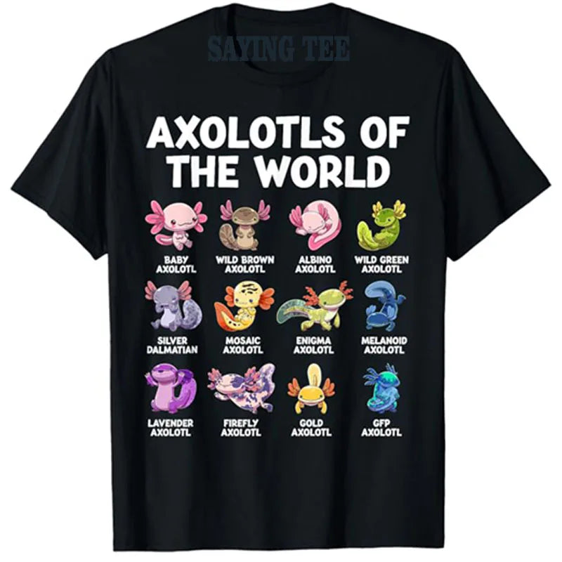 🌈 So Cute It Gills Me! Axolotls of the World T-Shirt for Little Animal Lovers 🐟💕 - ThiGui