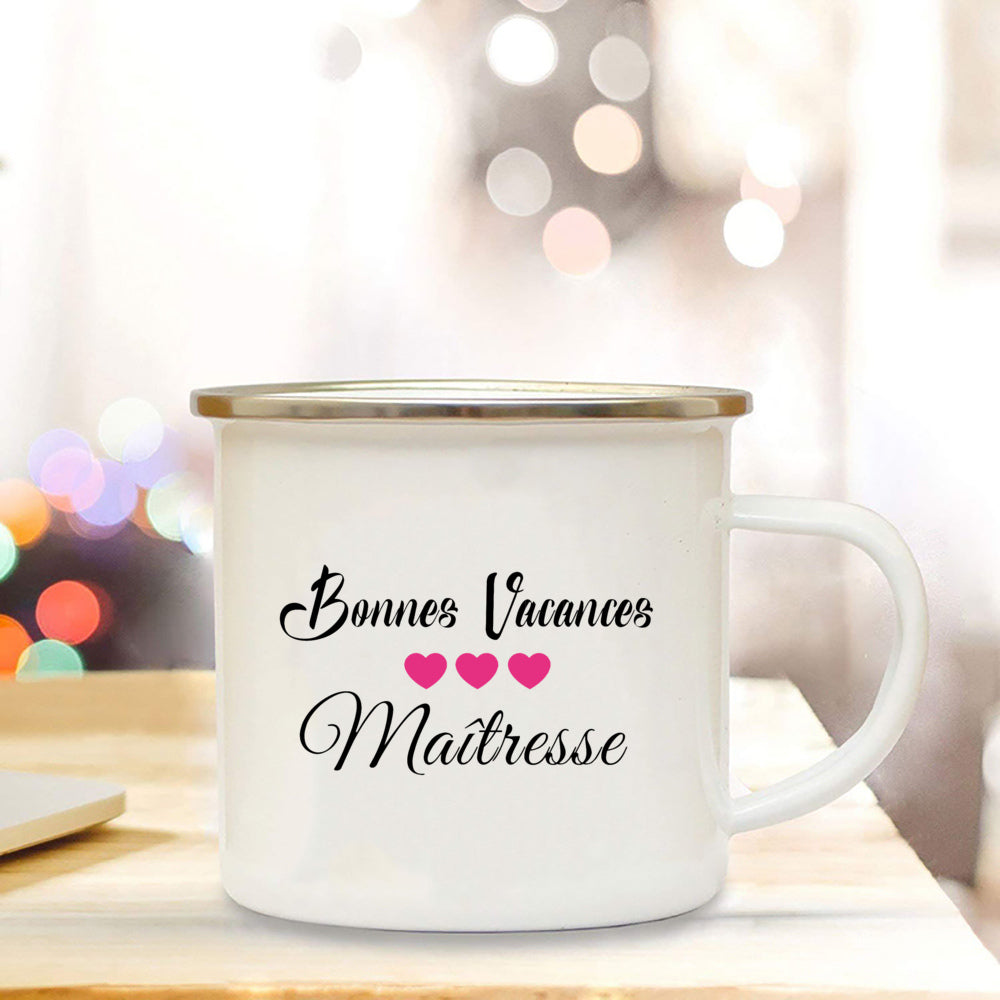 🍎 Super Teacher Enamel Mug – The Perfect Thank You Gift for a Lovely Mistress! 💐 - ThiGui